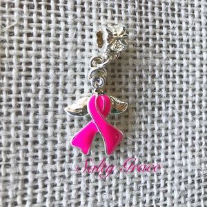 Pink ribbon breast cancer charm